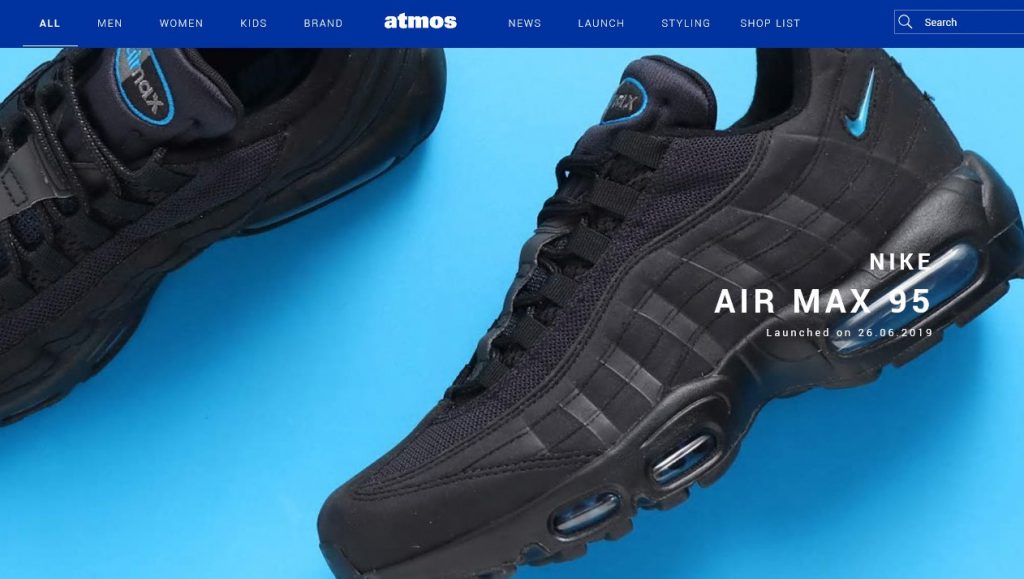 atmos Limited color “NIKE AIR MAX 95” BLACK / IMPERIAL BLUE 6/26